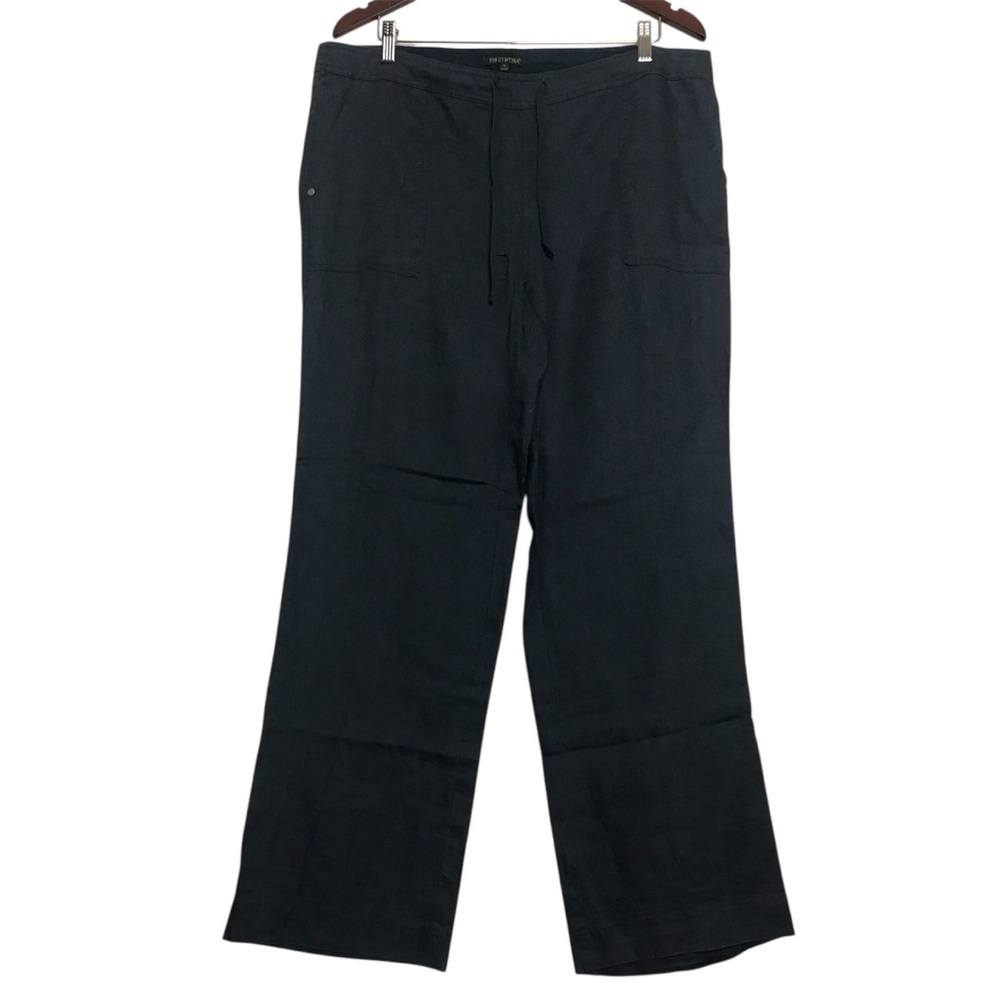 For Cynthia Blue 100% Linen Pull On Straight Leg Pants Womens Size M Coastal